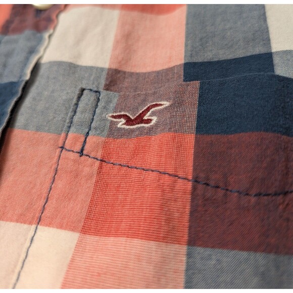 Hollister Size L Shirt Button Down Checked Long Sleeve Cotton California Preppy - Picture 5 of 9